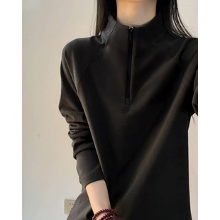 春秋冬内搭卫衣户外运动正1228k 款 男德绒打底美式 半拉链黑色衫