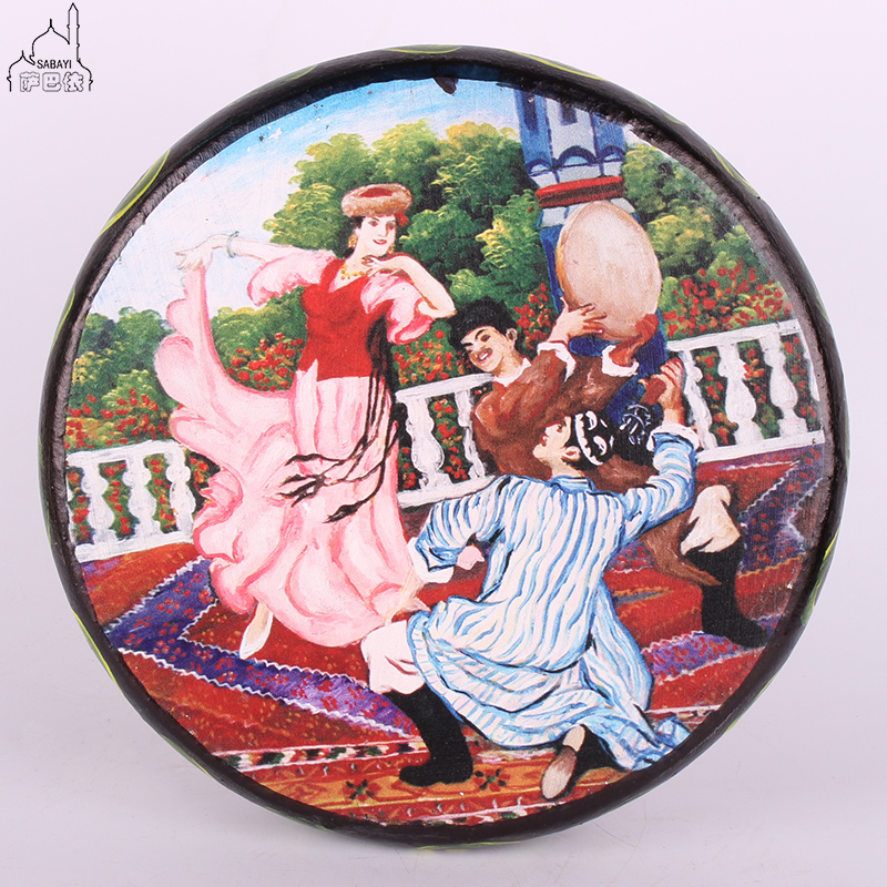 新疆民族乐器维吾尔族舞蹈t手鼓牛皮彩绘手鼓新疆饭店家居装饰手