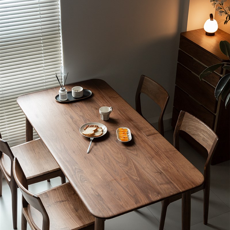 餐桌实木桌子椅j组合家用小户型书桌工作台白蜡木饭桌胡桃色长方
