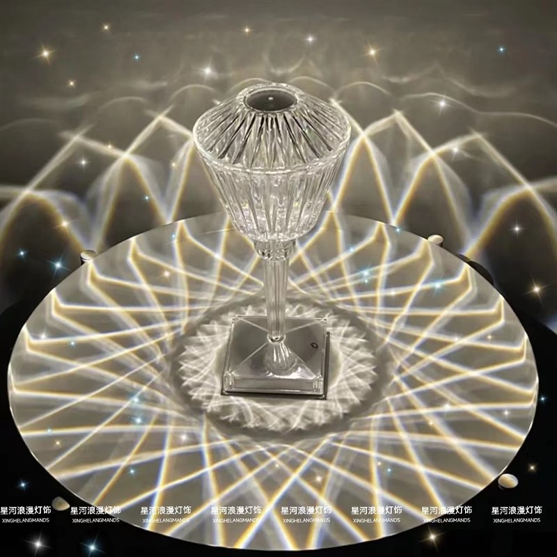 莲花水晶台灯卧室浪漫床头灯餐厅气氛氛I围灯睡眠小夜灯网红情调