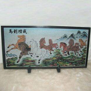 崇武影雕 惠安石雕 马到成功工艺品 桌面摆件
