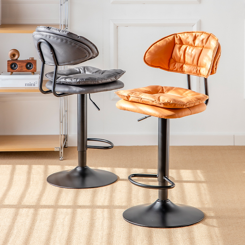 吧台椅升降旋转科技布简约靠背家用化妆美甲凳子前V台高脚酒吧椅
