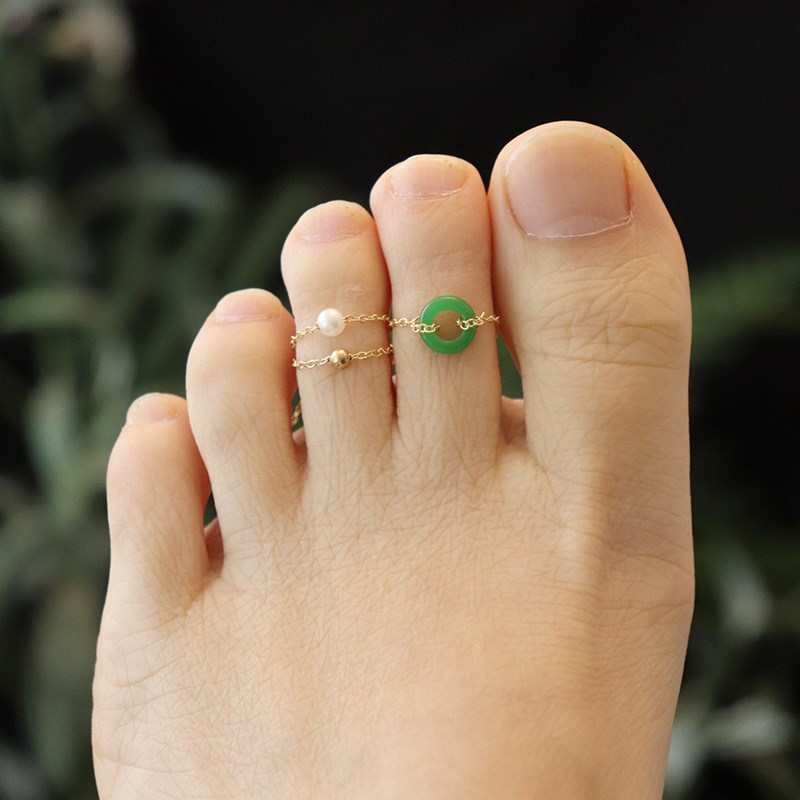 买一赠一脚戒指女链条脚趾戒足银脚趾环开口O戒尾戒素圈小指足戒