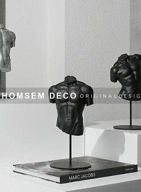 现代轻奢抽象半身人n物雕塑摆件售楼处样板房间玄关陈设软装摆设