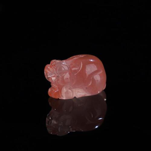 原矿川料九口矿南红冰飘貔貅吊坠无杂无裂雕刻件坠子