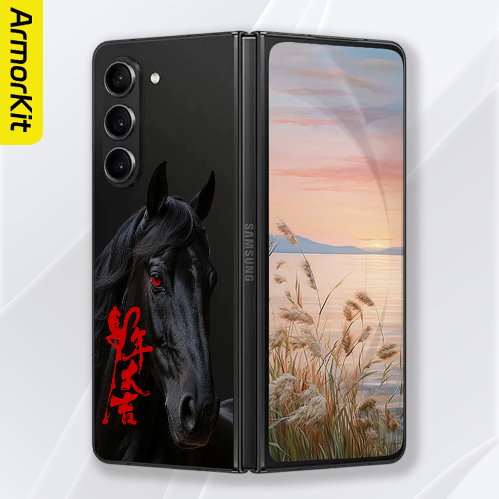 适用三星ZFlod6/W25折叠手机壳轻薄SamsungW24/W23硬壳防摔裸机手感磨砂马年大吉ZFlod5/4/3磁吸保护套抗指纹