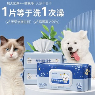 80抽加大加厚宠物免洗湿巾v猫咪狗狗干洗清洁屁股爪子眼部清理湿