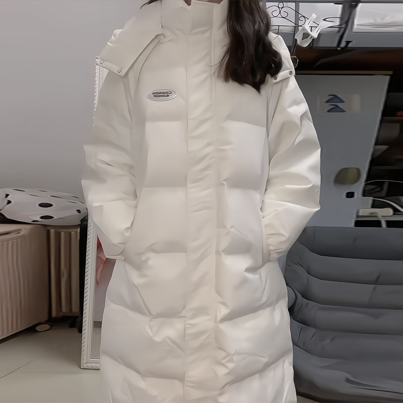 女生超好看连帽棉服女中长款冬20C24年新款高级感宽松百搭棉衣