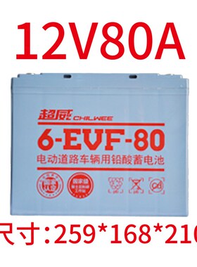 超威6EVF100电动汽车洗地叉车环卫观光巡逻车12V80A100A蓄电池瓶