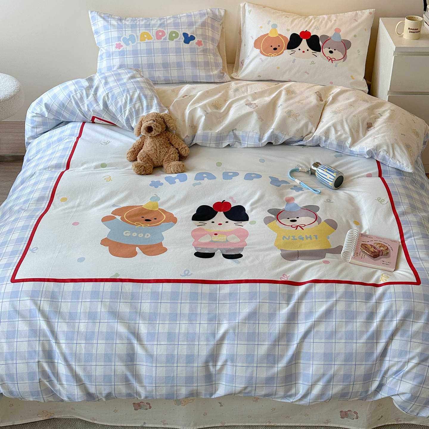 卡通纯棉全棉床上四件套可爱儿童床品被套学生宿舍床单三件套床笠,电子元器件市场,其它元器件,淘宝优惠券,粉丝福利购,淘宝优惠卷