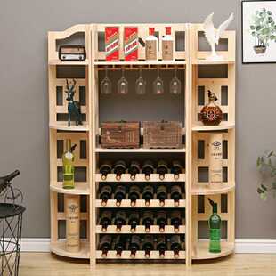 红酒架子家用倒挂酒杯摆件欧式落地葡萄酒架复古落地实木酒架