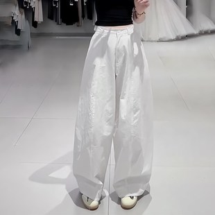 新款 时尚 女2025年夏季 感白色宽松显瘦大码 流行X上档次直筒 阔腿裤