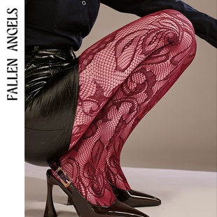 凡洛纪/FallenAngels 「暗红」复古勃艮第红连裤袜女小众设计网袜