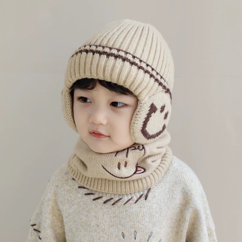 儿童帽子围脖两件套秋冬保暖帽子