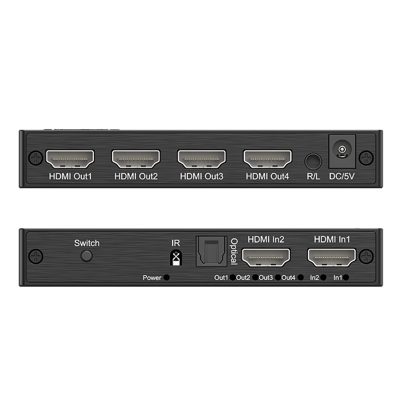 EKHN hdmi矩阵进2出 高清分配切换器进1出K遥控音频分离