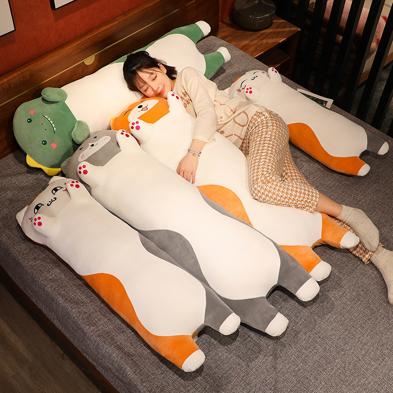 娘口三三猫咪老师抱枕长条枕女生睡觉牀上抱睡公仔夹腿大娃娃玩偶