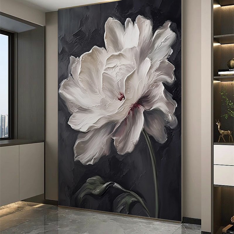 背景墙壁纸墙纸3d抽象立体花卉玄关装饰画现代客厅背景墙肌理壁画图片
