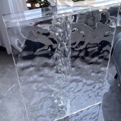 透明石头纹亚克力桌脚悬浮型桌角桌腿餐桌书桌岩板大板水波纹桌腿