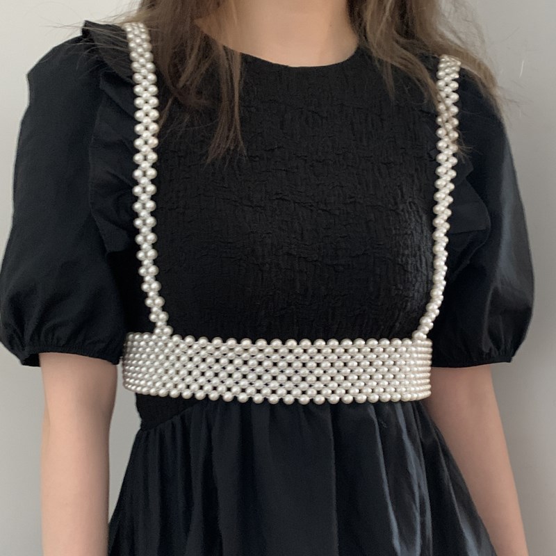 高档吊带腰封女装饰衬衫q裙子串珠腰C带链带背马甲外sin穿夏季奢