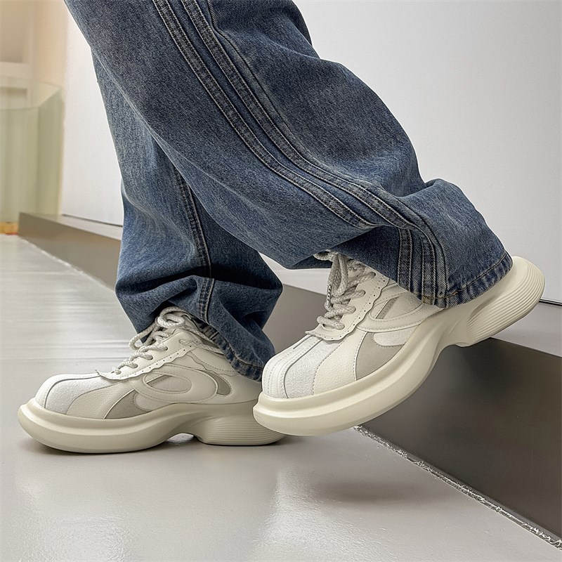 男鞋2025新款夏季透气高级感运动鞋黑色大头休闲鞋小W众厚底老爹