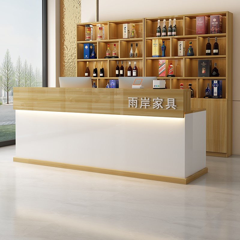 饭店吧台收银台柜台酒柜一体前台接待台店铺小型美容院商用收款台