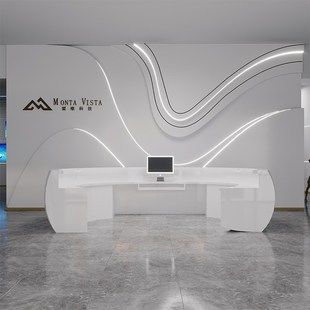 行政大厅咨询接待台玻璃钢半圆弧形公司烤漆前台院医美收银台