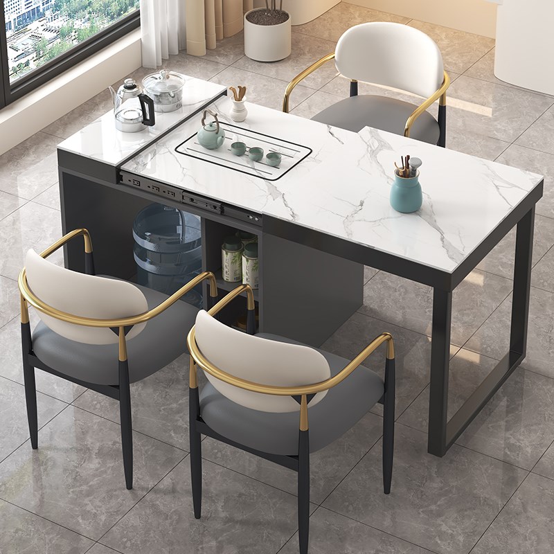 阳台岩板茶桌伸缩多功能茶车小型可移动客厅家用小茶台功夫泡茶桌