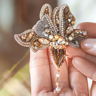 聚元祥纯手工广绣粤绣高端时尚百搭送礼刺绣胸别针胸针配饰