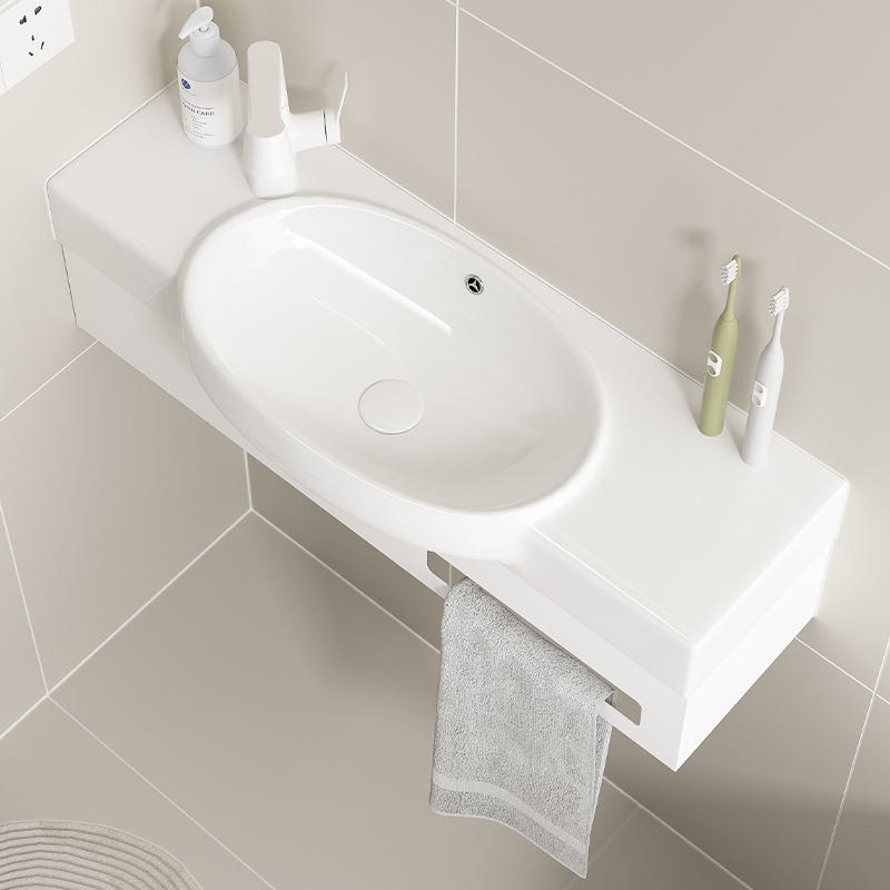 挂墙式一体陶瓷支架洗脸盆小户型卫生间超窄加长墙角挂壁式洗手盆