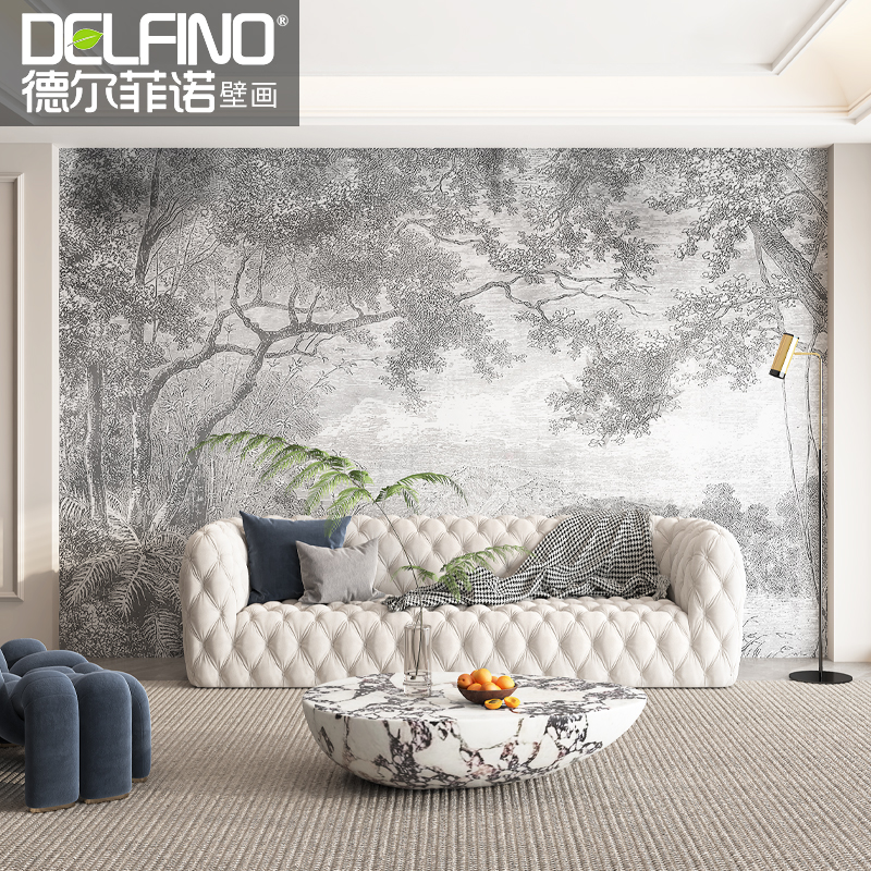环保法式复古无缝墙布现代壁纸客厅沙发电视背景墙定制壁画
