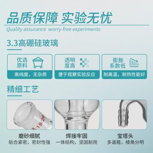 置 Labshark玻璃冷凝管直形球形蛇形硼硅加厚耐温蒸馏回流装
