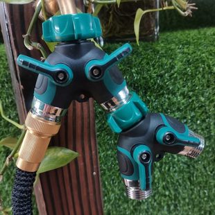 家用自来水管龙头分水器两通Y型一进二出TPR包胶水管分水器