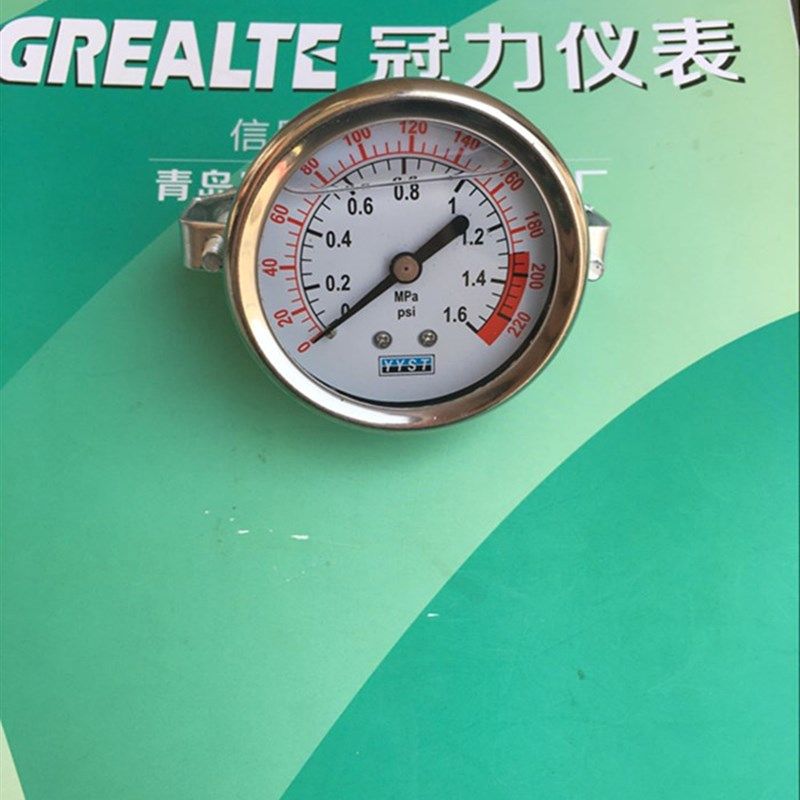 YTN60ZT卡子式压力表0.6,1,1.6,2.5等MPA青岛冠力特种仪器仪表厂