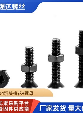 黑色304不锈钢螺丝沉头平头内梅花螺栓螺丝钉螺母套装M23456M8M10