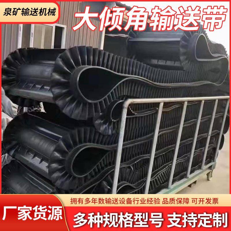 橡胶裙边输送带花纹破浪形尼龙挡边大倾角输送带阻燃裙边传送带
