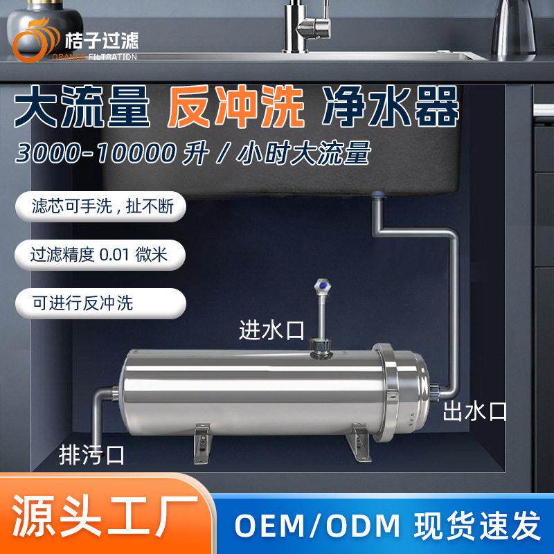 不锈钢阻垢净水器大流量家用中央超滤管道过滤器黄泥水克星净水机
