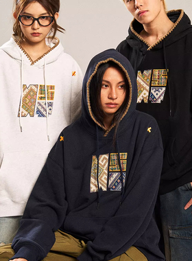 NSTNEW START发芽计划复古游牧民族风编织感宽松潮牌长袖连帽卫衣