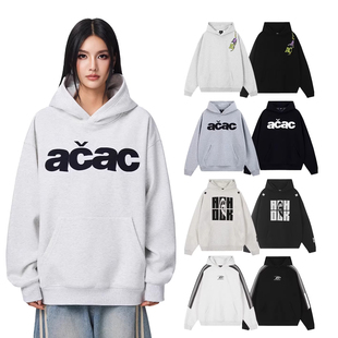 【Achock同】acac系列潮牌简约贴布刺绣连帽卫衣美式套头外套