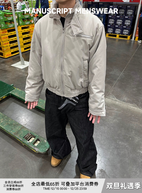 MANUSCRIPT毛领哈灵顿棉服版型冬保暖上衣活页分割bomber短款夹克