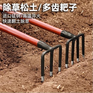 耙子农用工具铁耙子翻地松土平地种菜家用搂草农具钢耙子园艺钉耙