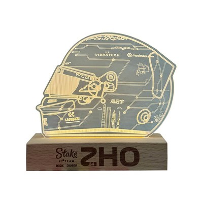 [F1]周冠宇上海站头盔造型氛围灯小夜G灯尺寸16X12厘米榉木底座