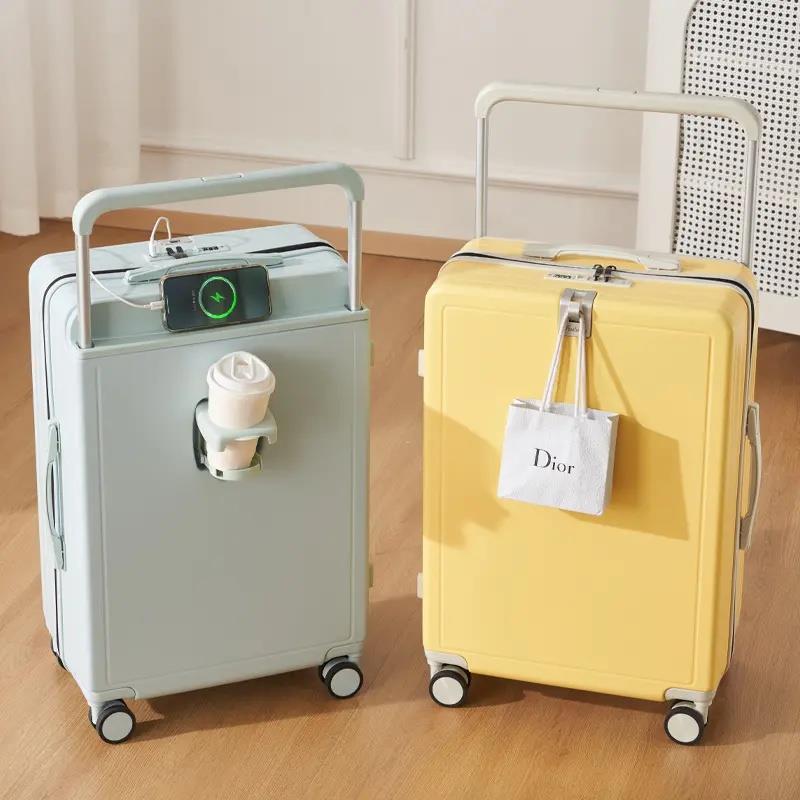 登机箱55x40x20宽拉杆行李箱多功能小型20寸26寸大容量箱静音旅行