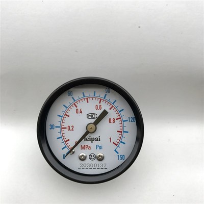 轴向气压表 1mpa 150psi 直径50mm 铜螺纹两分 ZG1/4  2分牙 背接