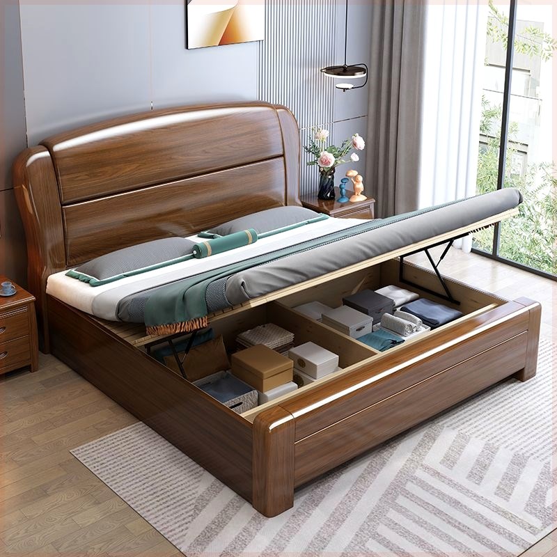 实木床全实c木金丝胡桃木全实木大床中式轻奢榫卯主卧双人1.8米1.