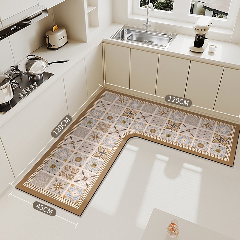 厨房专用地垫20l24新款l形整块防滑防油可擦免洗地毯硅藻泥吸水垫