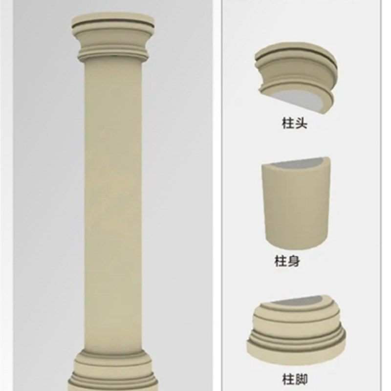 eps发泡陶瓷罗马柱装饰线条柱头柱脚装饰造型别S墅外墙包角柱定制