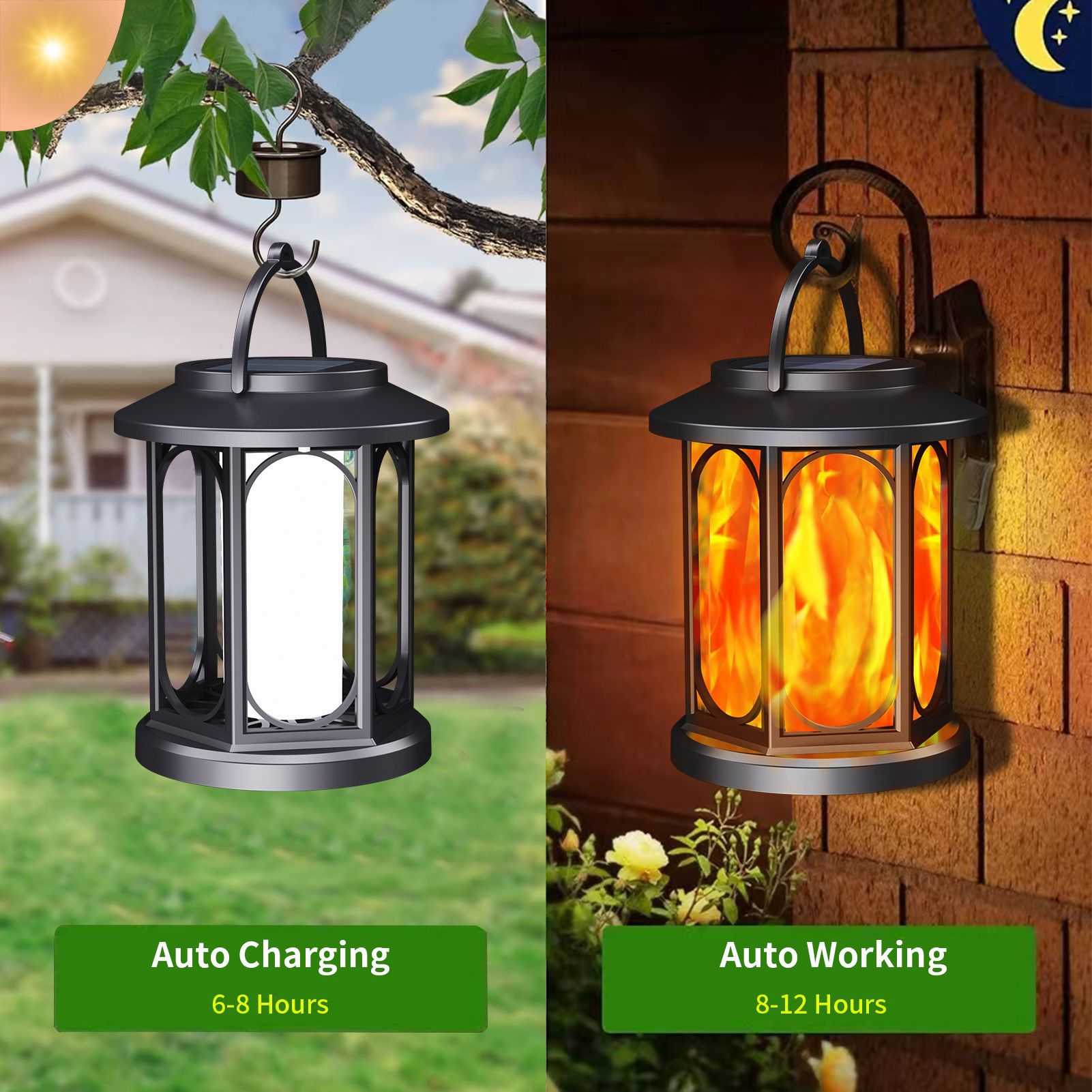 新款太阳能庭院灯户外小夜灯花园吊灯火焰景观灯照明路灯灯草坪灯