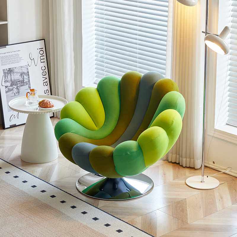北欧设计师创意单人沙发旋转海葵椅轻奢休闲椅客厅卧室阳台懒人椅