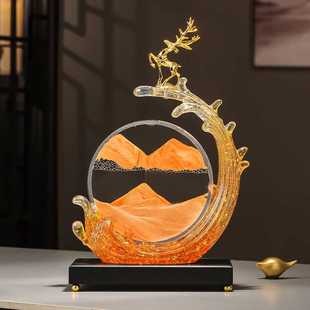 创意流沙画鹿摆件餐边柜子客厅电视柜办公室高级感家居好物装饰品