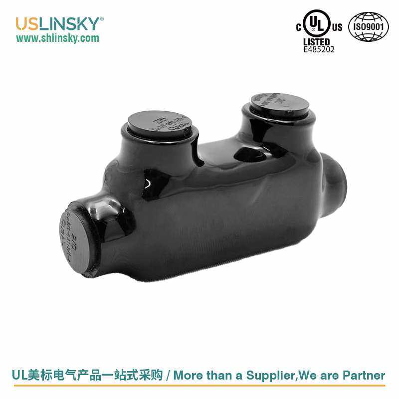 USLINSKY端子连接器从两侧1/0 AWG尺寸的双芯电缆入口LICD4-1